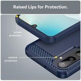 Samsung Galaxy M16/F36 Børstet TPU Cover - Karbonfiber - blå