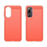 Samsung Galaxy M16/F36 Børstet TPU Cover - Karbonfiber - rød