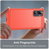 Samsung Galaxy M16/F36 Børstet TPU Cover - Karbonfiber - rød