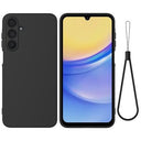 Samsung Galaxy M16/F16 Flydende silikone cover med håndrem - sort