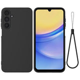 Samsung Galaxy M16/F16 Flydende silikone cover med håndrem - sort