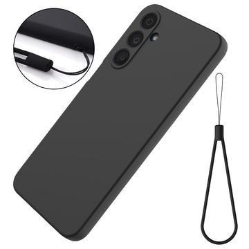 Samsung Galaxy M16/F16 Flydende silikone cover med håndrem - sort