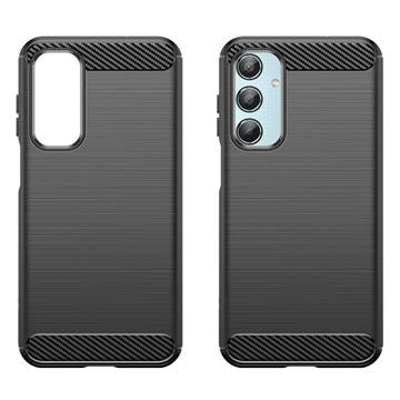 Samsung Galaxy M35 Børstet TPU Cover - Karbonfiber - Sort