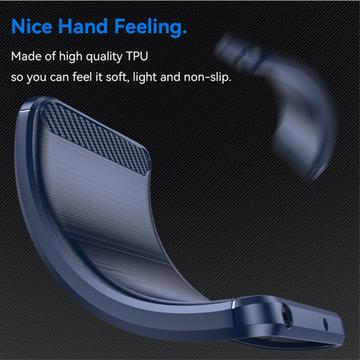 Samsung Galaxy M35 Børstet TPU Cover - Karbonfiber - Blå