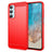 Samsung Galaxy M35 Børstet TPU Cover - Karbonfiber - Rød