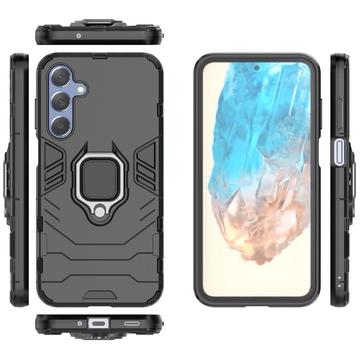 Samsung Galaxy M35 Hybrid Cover med Ring Holder - Sort
