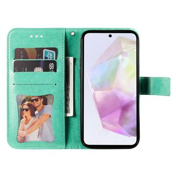 Samsung Galaxy M35 Mandala Series Etui med Pung - Grøn