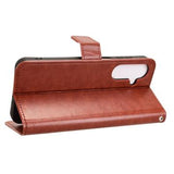 Samsung Galaxy M36 Pung Etui med Stativ - Brun