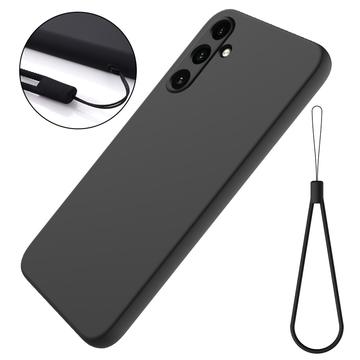 Samsung Galaxy M55/F55/C55 Liquid Silikone Cover med Strop - Sort