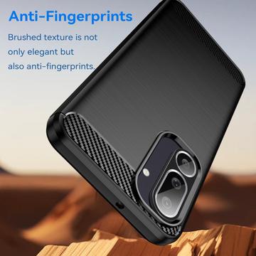 Samsung Galaxy M56/F56 Børstet TPU Cover - Karbonfiber - Sort