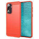Samsung Galaxy M56/F56 Børstet TPU Cover - Karbonfiber - rød