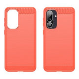 Samsung Galaxy M56/F56 Børstet TPU Cover - Karbonfiber - rød