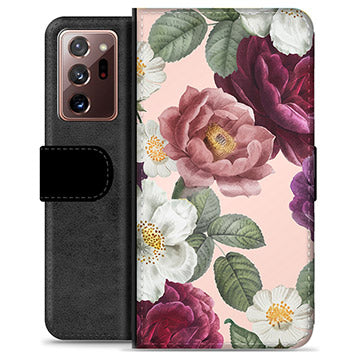 Samsung Galaxy Note20 Ultra Premium Flip Cover med Pung - Romantiske Blomster