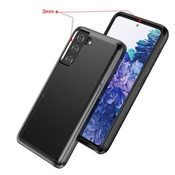 Samsung Galaxy S21 5G Hybrid Cover med Glidende Kortslot - Sort
