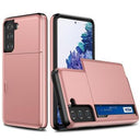 Samsung Galaxy S21 5G Hybrid Cover med Glidende Kortslot - Rødguld