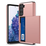 Samsung Galaxy S21 5G Hybrid Cover med Glidende Kortslot - Rødguld