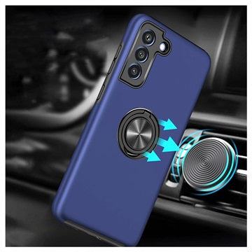 Samsung Galaxy S21 FE 5G Cover med Magnetisk Ring - Navy Blå