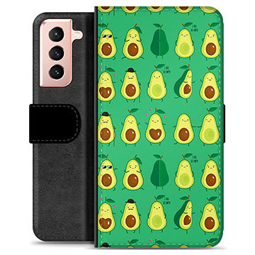 Samsung Galaxy S21 5G Premium Flip Cover med Pung - Avocadomønster