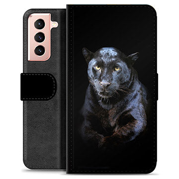 Samsung Galaxy S21 5G Premium Flip Cover med Pung - Sort Panter
