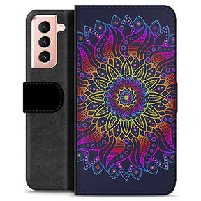 Samsung Galaxy S21 5G Premium Flip Cover med Pung - Farverig Mandala