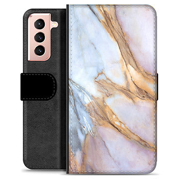 Samsung Galaxy S21 5G Premium Flip Cover med Pung - Elegant Marmor