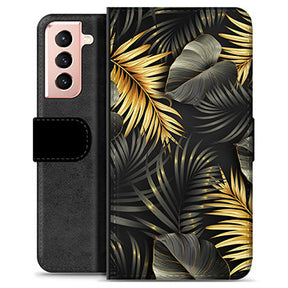 Samsung Galaxy S21 5G Premium Flip Cover med Pung - Gyldne Blade