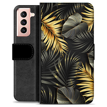 Samsung Galaxy S21 5G Premium Flip Cover med Pung - Gyldne Blade