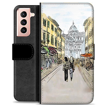 Samsung Galaxy S21 5G Premium Flip Cover med Pung - Italiensk Gade
