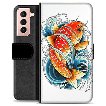 Samsung Galaxy S21 5G Premium Flip Cover med Pung - Koifisk