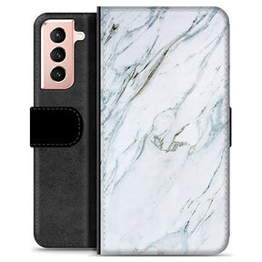 Samsung Galaxy S21 5G Premium Flip Cover med Pung - Marmor