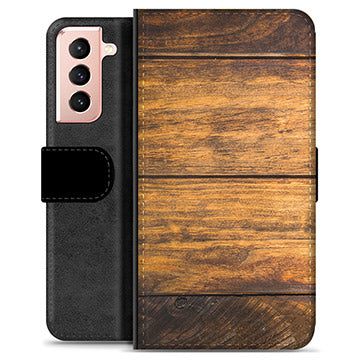Samsung Galaxy S21 5G Premium Flip Cover med Pung - Træ