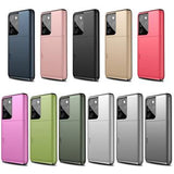 Samsung Galaxy S21 Ultra 5G Hybrid Cover med Glidende Kortslot - Sort
