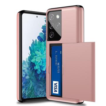 Samsung Galaxy S21 Ultra 5G Hybrid Cover med Glidende Kortslot - Rødguld