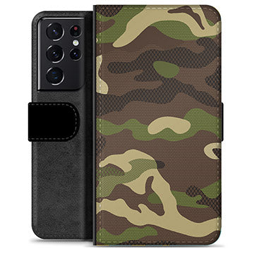 Samsung Galaxy S21 Ultra 5G Premium Flip Cover med Pung - Camo