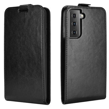Samsung Galaxy S21 5G Vertikal Flip Taske med Kortholder - Sort