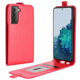 Samsung Galaxy S21 5G Vertikal Flip Taske med Kortholder - Rød