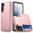 Samsung Galaxy S22 5G Hybrid Cover med Glidende Kortslot - Rødguld