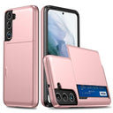 Samsung Galaxy S22 5G Hybrid Cover med Glidende Kortslot - Rødguld