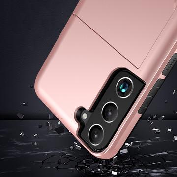 Samsung Galaxy S22 5G Hybrid Cover med Glidende Kortslot - Rødguld