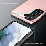 Samsung Galaxy S22 5G Hybrid Cover med Glidende Kortslot - Rødguld