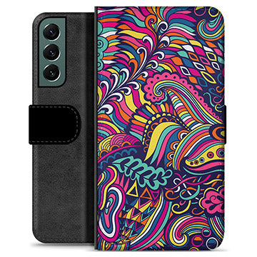 Samsung Galaxy S22+ 5G Premium Flip Cover med Pung - Abstrakte Blomster