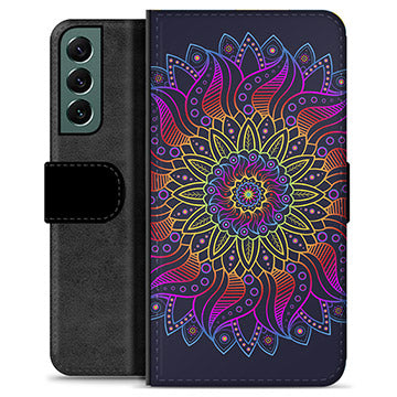 Samsung Galaxy S22+ 5G Premium Flip Cover med Pung - Farverig Mandala