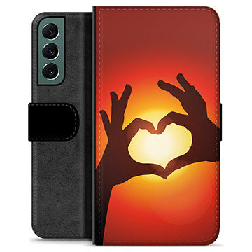 Samsung Galaxy S22+ 5G Premium Flip Cover med Pung - Hjertesilhuet