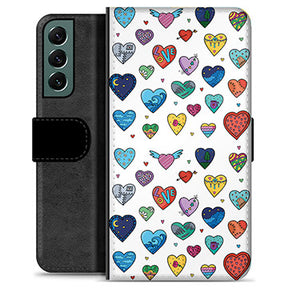 Samsung Galaxy S22+ 5G Premium Flip Cover med Pung - Hjerter