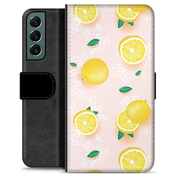 Samsung Galaxy S22+ 5G Premium Flip Cover med Pung - Citron Mønster