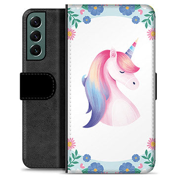 Samsung Galaxy S22+ 5G Premium Flip Cover med Pung - Enhjørning