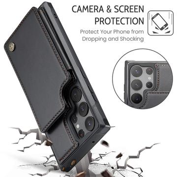 Samsung Galaxy S22 Ultra 5G Caseme C22-etui RFID-kortpung - Sort