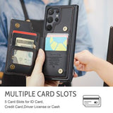 Samsung Galaxy S22 Ultra 5G Caseme C22-etui RFID-kortpung - Sort