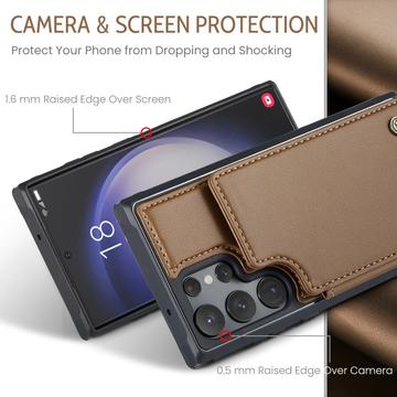 Samsung Galaxy S22 Ultra 5G Caseme C22-etui RFID-kortpung - Brun