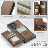 Samsung Galaxy S22 Ultra 5G Caseme C22-etui RFID-kortpung - Brun